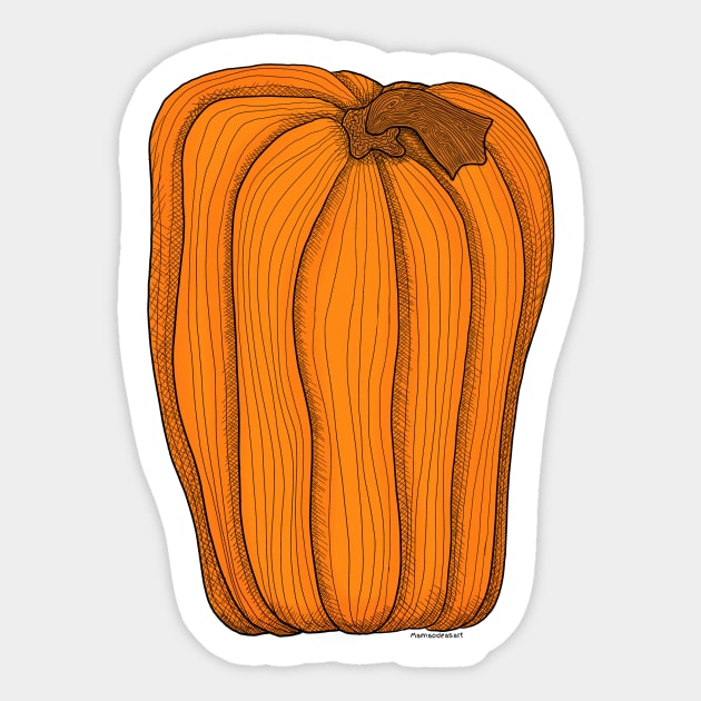 Inktober Orange Pumpkin Sticker by MamaODea